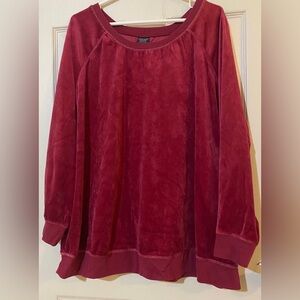 Faded Glory Long Sleeve Velour Blouse 
Size 3X (22W-24W)